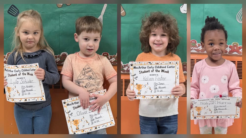 MacArthur Early Childhood Center would like to congratulate our students of the week! These kiddos were kind, helpful, a…