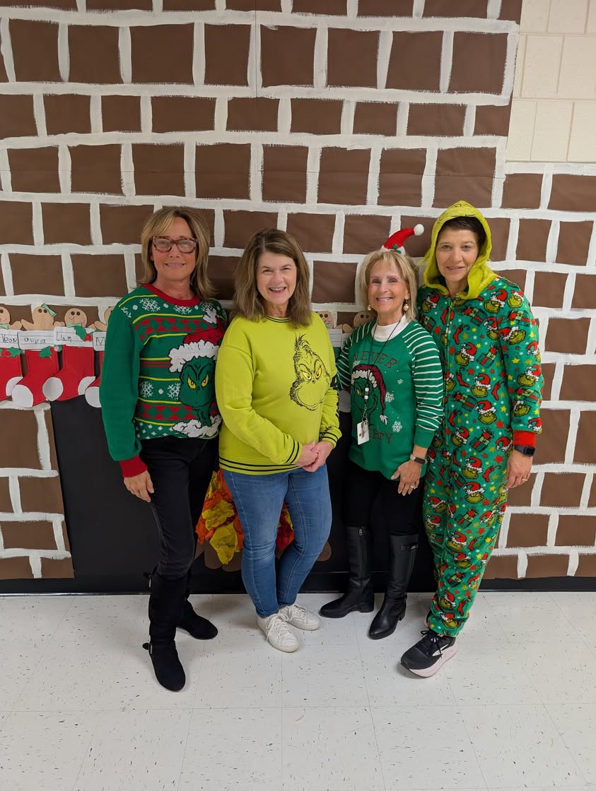 Lincoln Kindergarten Teachers sharing their holiday spirit.
