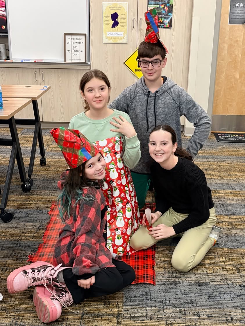 Wrapping paper costume contest in Mrs. Weiss’ theatre class!   #mac185   #macombmiddleschool    #TheaterLife