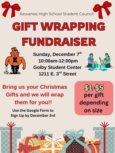Save Time This Holiday Season with KHS Student Council Gift Wrapping on December 7, 2025