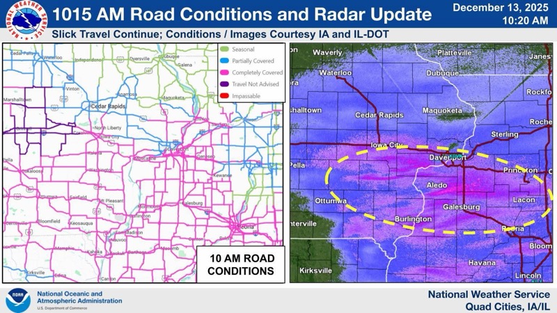 Heavy Snowfall in The Area is Making Travel Hazardous. Travel is Not Advised Today, December 13, 2025