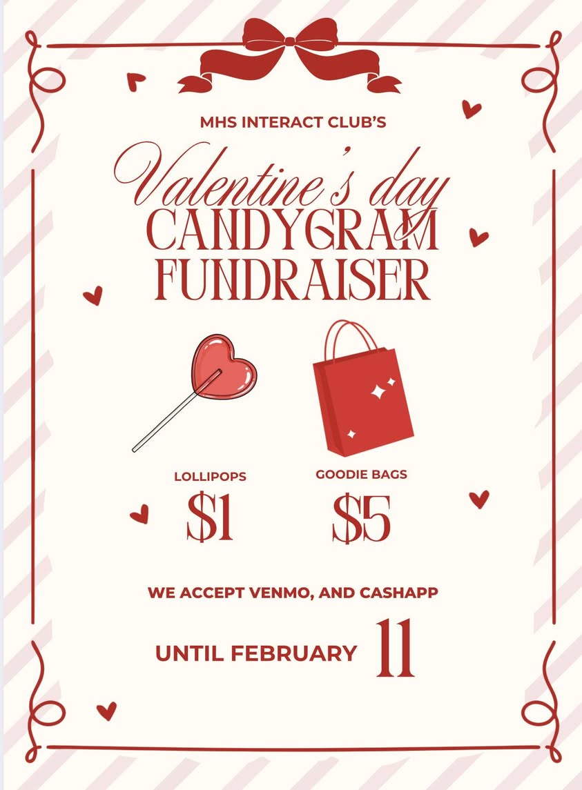 Interact Club is selling CandyGrams for Valentine’s Day! Whether buying for a favorite teacher, a special someone, or a…