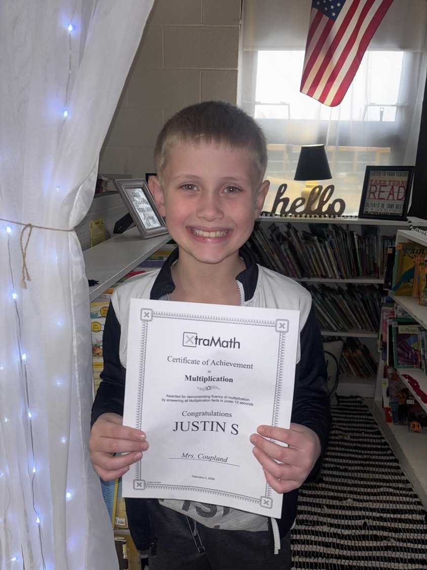 Justin has mastered his multiplication facts in under 12 seconds in the Xtra Math program!