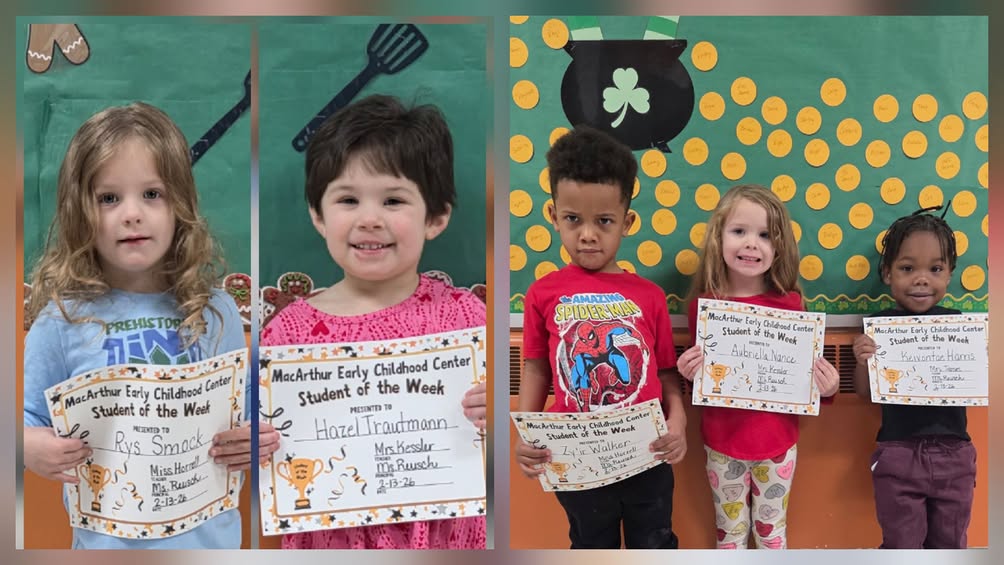 MacArthur Early Childhood Center would like to congratulate our students of the week! These kiddos were kind, helpful, a…