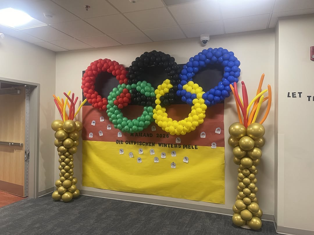 Macomb Middle School is ready for the Winter Olympics.  Thanks to Mrs. Wilson for making our school festive.   #mac185…