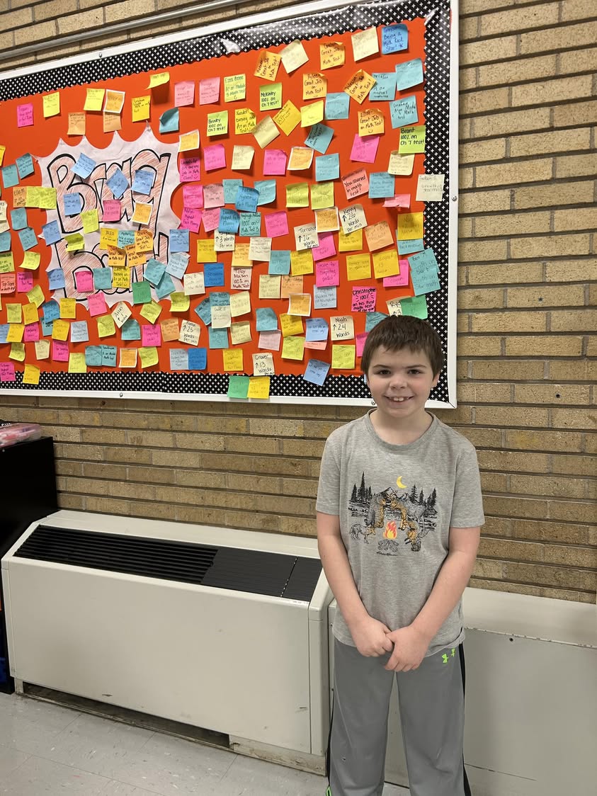 Brant in Miss Coker’s class scored 100% on his chapter 7 math test!  Way to go buddy!!! #MAC185 #edisonbombers #bragboar…