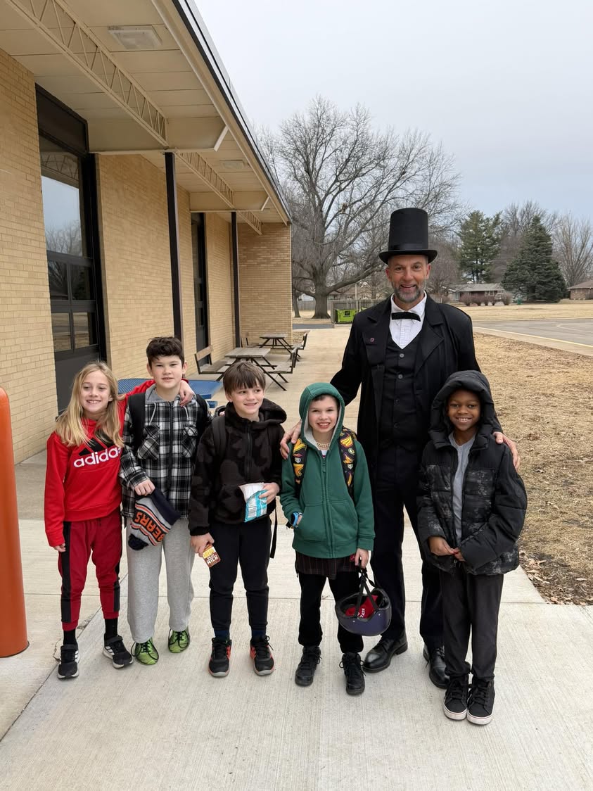 Abraham Lincoln Visited Edison this morning on his birthday! Happy Birthday!!! #edisonbombers #MAC185