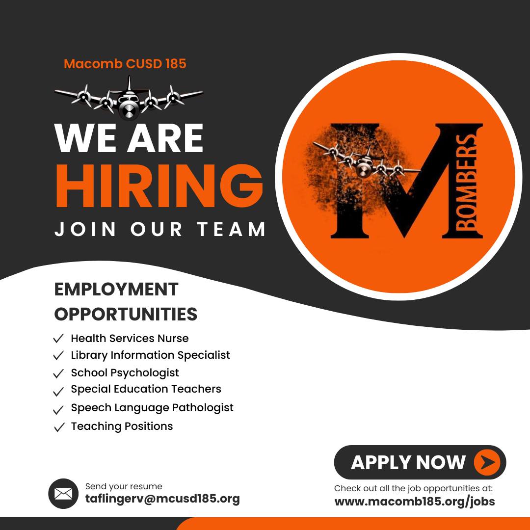 Macomb Community Unit School District has several positions available. Be sure to check out all of the current employmen…