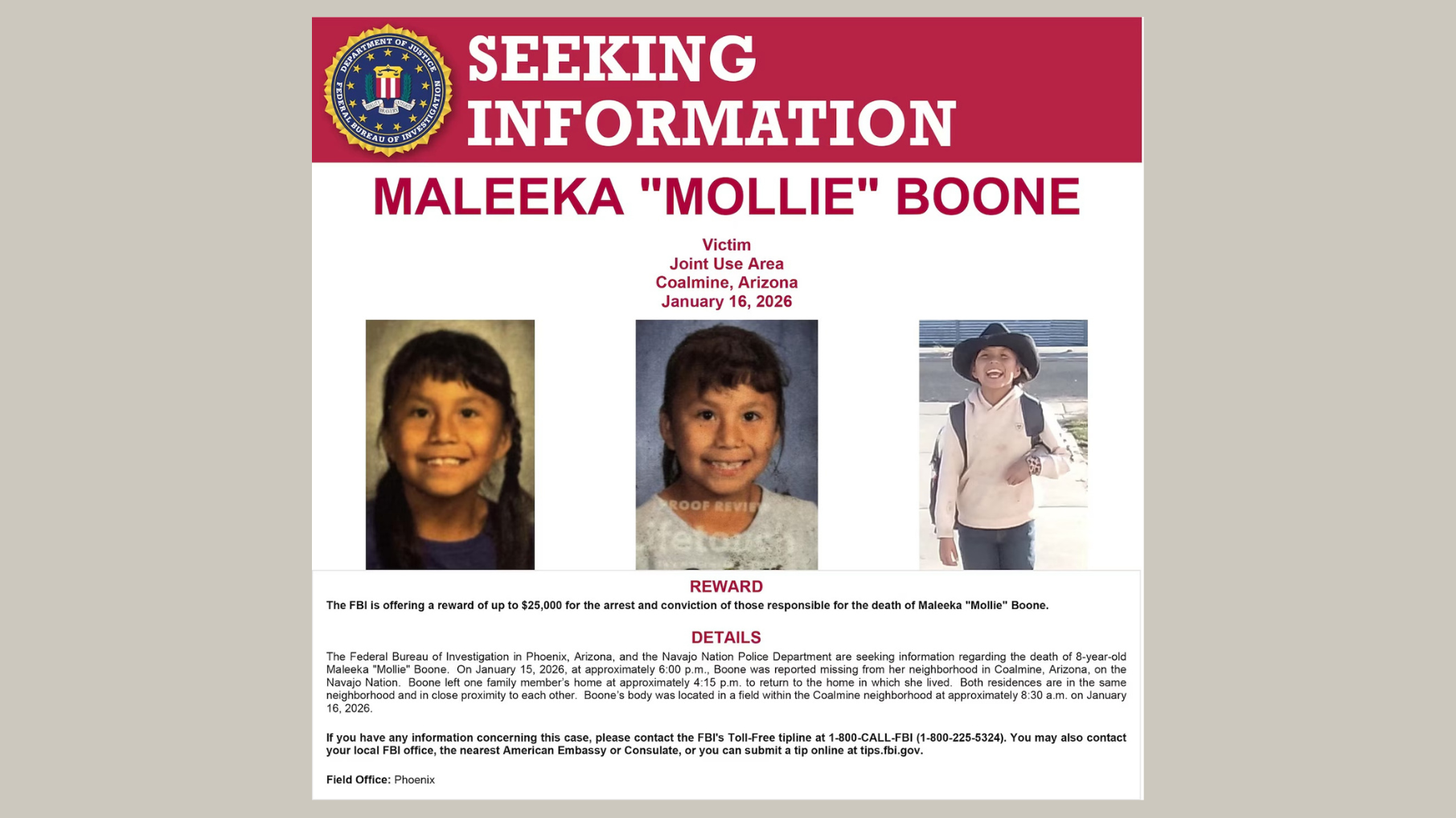 8-year-old Navajo Nation girl may have been struck and killed by a truck, FBI says