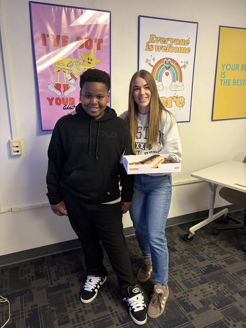 La’Mir and Mrs. Adkisson celebrated being birthday twins today with matching shoes and donuts! #MAC185 #edisonbombers