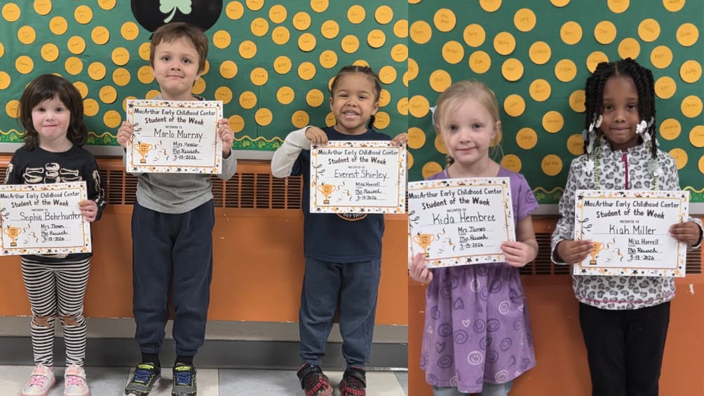 MacArthur Early Childhood Center would like to congratulate our students of the week! These kiddos were kind, helpful, a…