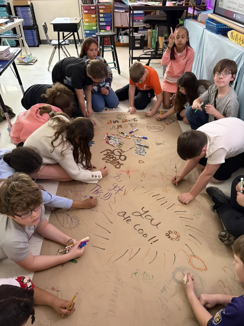 Mrs. Riggin’s class enjoyed writing encouraging words before state testing! #MAC185 #edisonbombers #4thgrade
