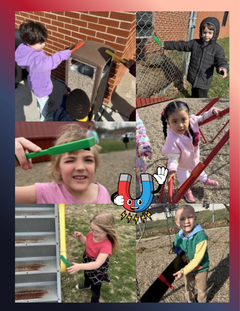 Mrs. Kessler’s preschool classes took their magnet exploration outside! The students explored the playground to find mag…