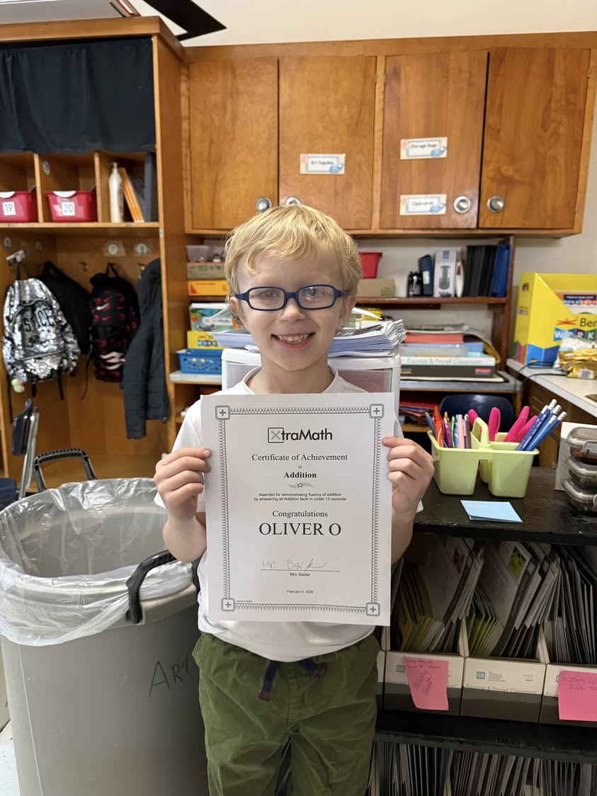 Oliver, Lauralai and Luna from Mrs. Baxter’s class passed addition on Xtra Math.