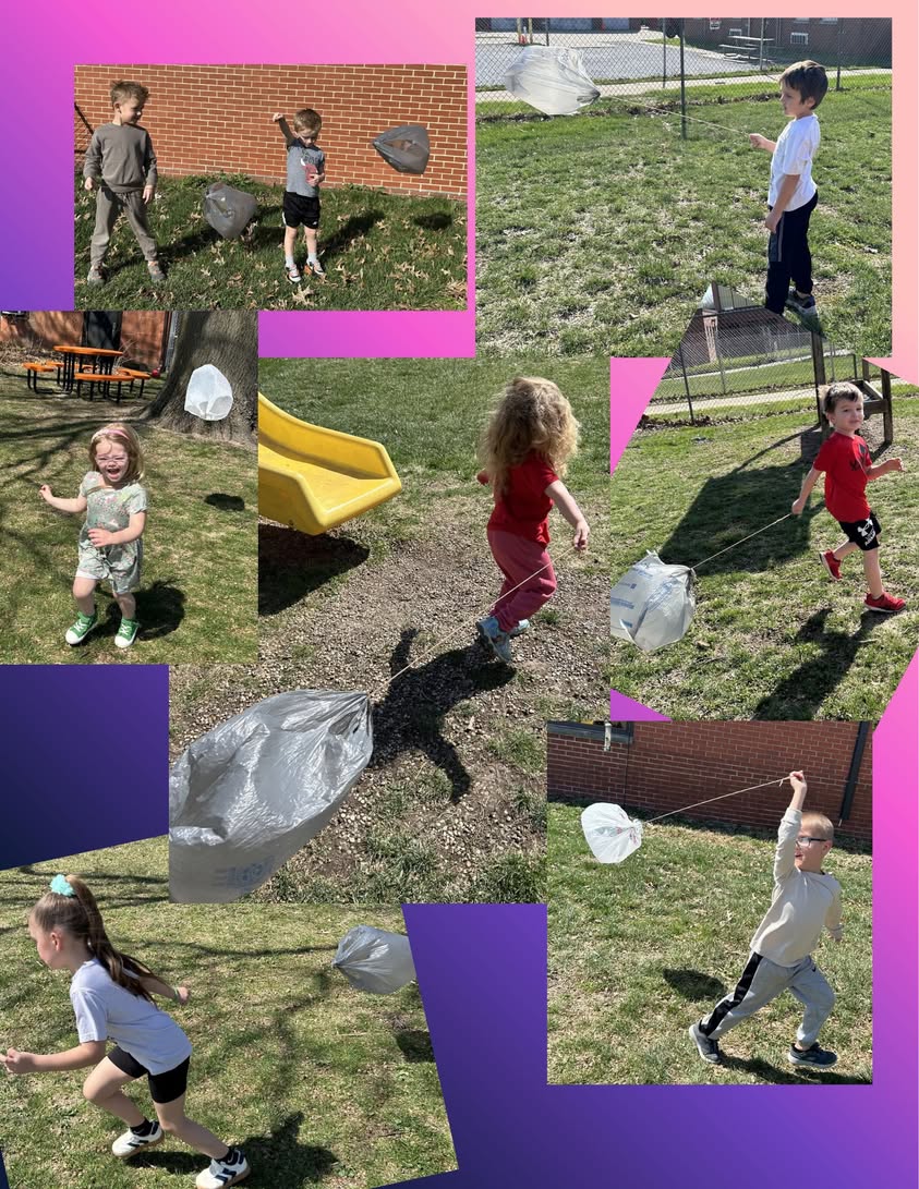Mrs. Kessler’s preschool class took advantage of the windy weather Monday and flew “kites”! #mac185