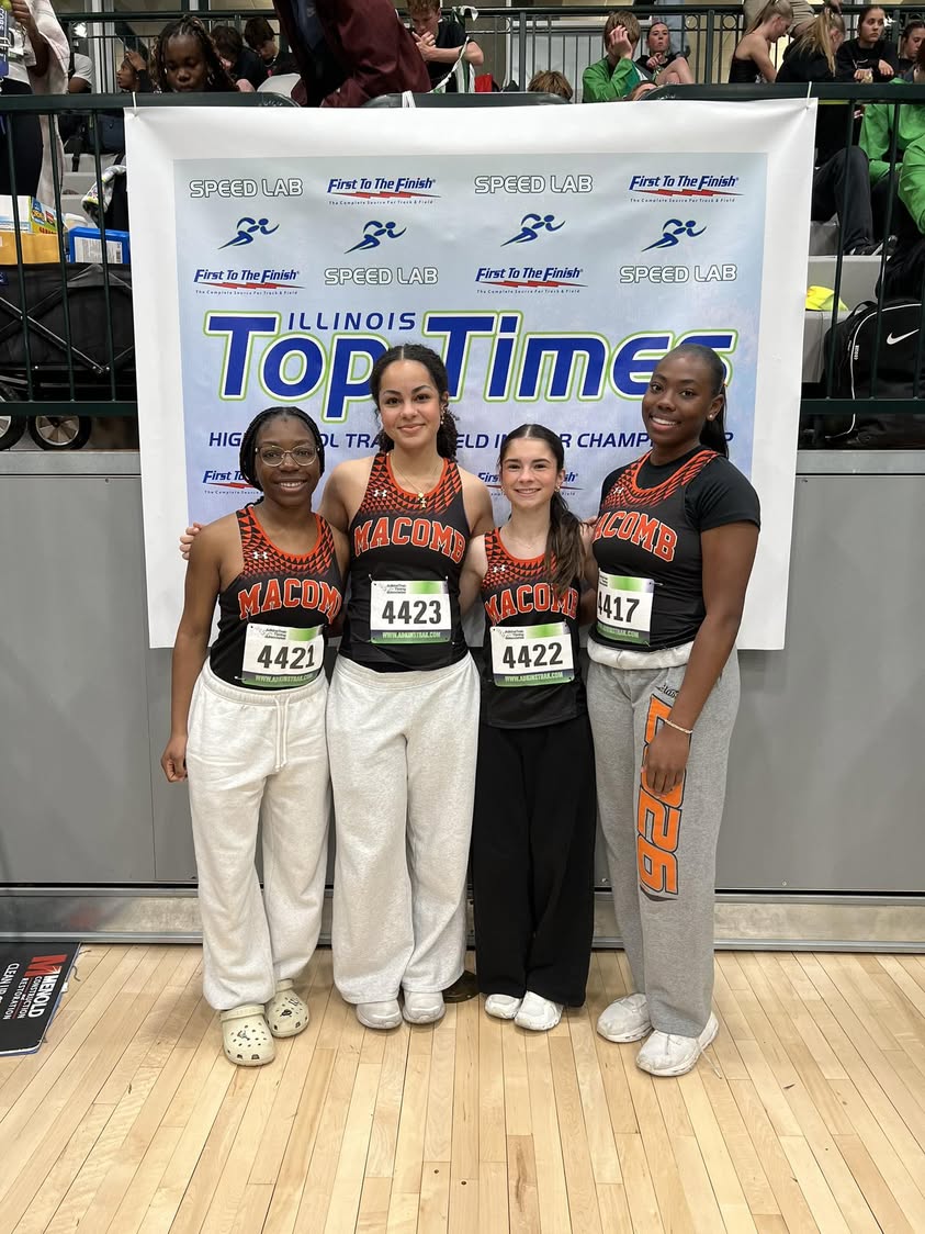 Bomber Girls Track and Field from the Indoor State Meet: 4×200 ( Madison, Claire, Grace and Jordan) finished 13th and Jo…