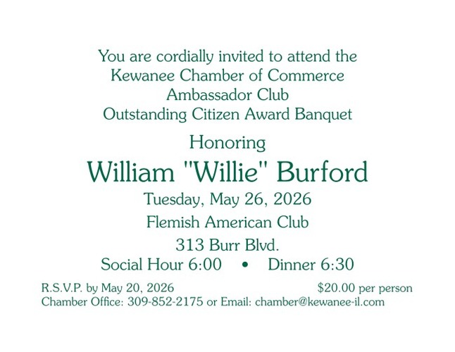 William “Willie” Burford,, 2026 Kewanee Outstanding Citizen