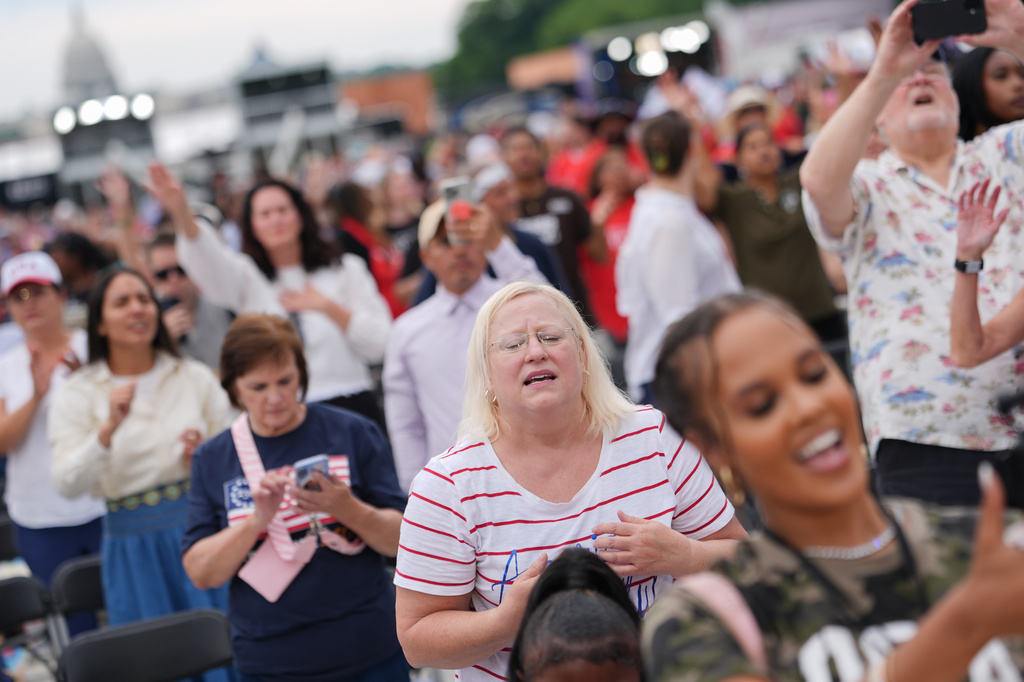 Thousands flock to the National Mall in Washington for an America-themed prayer rally