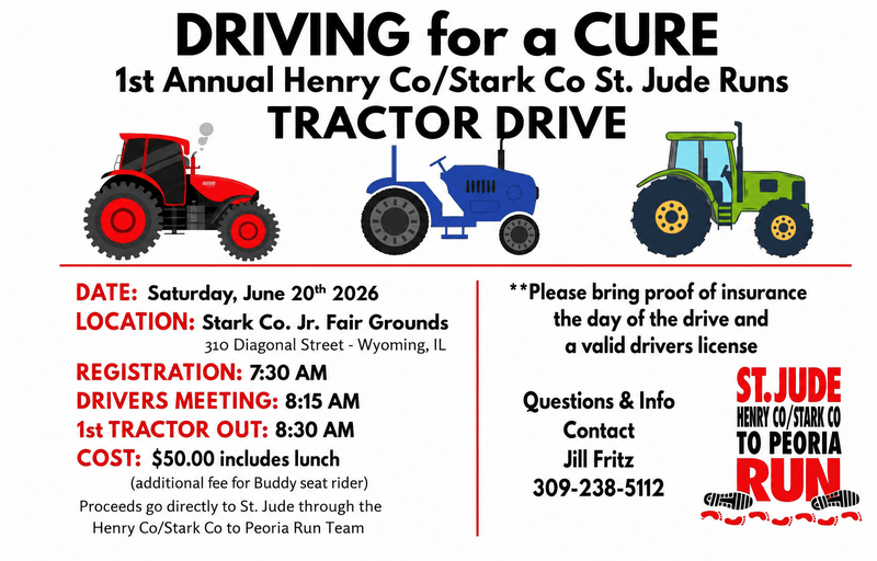 Driving for a Cure Tractor Drive for St. June Children’s Hospital in Wyoming on June 20, 2026