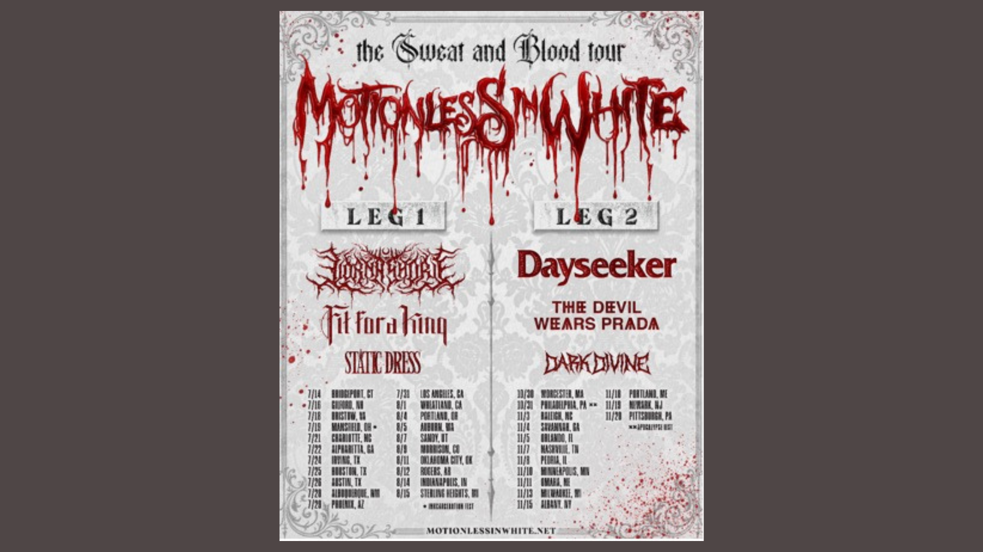 Motionless in White announces fall leg of The Sweat and Blood Tour