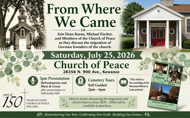 Church of Peace in Kewanee Celebrates 150 Years with Anniversary Program and Tours on July 25, 2026