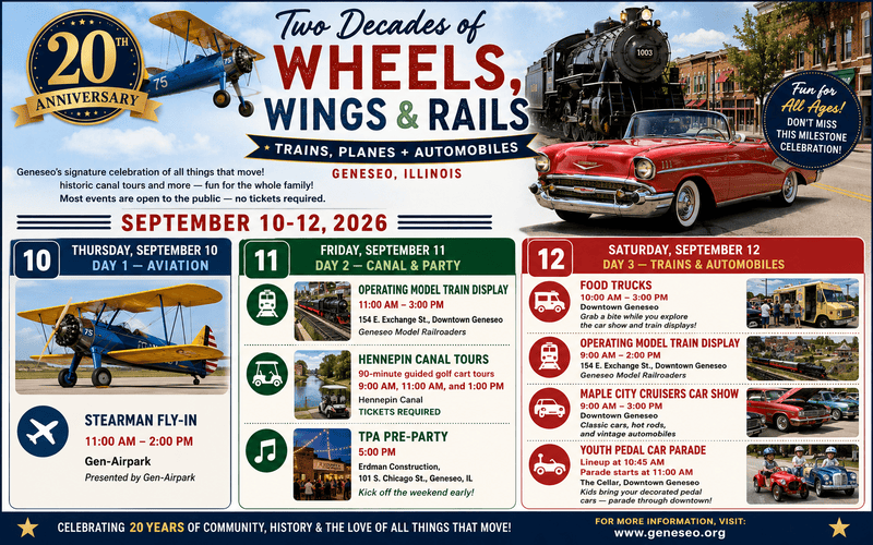 Trains, Planes + Automobiles 2026 Event Schedule